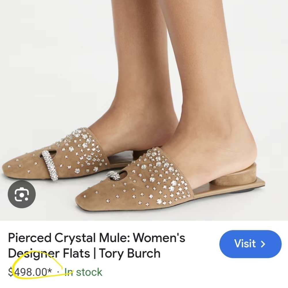 Tory burch women's pierced tan leather mules